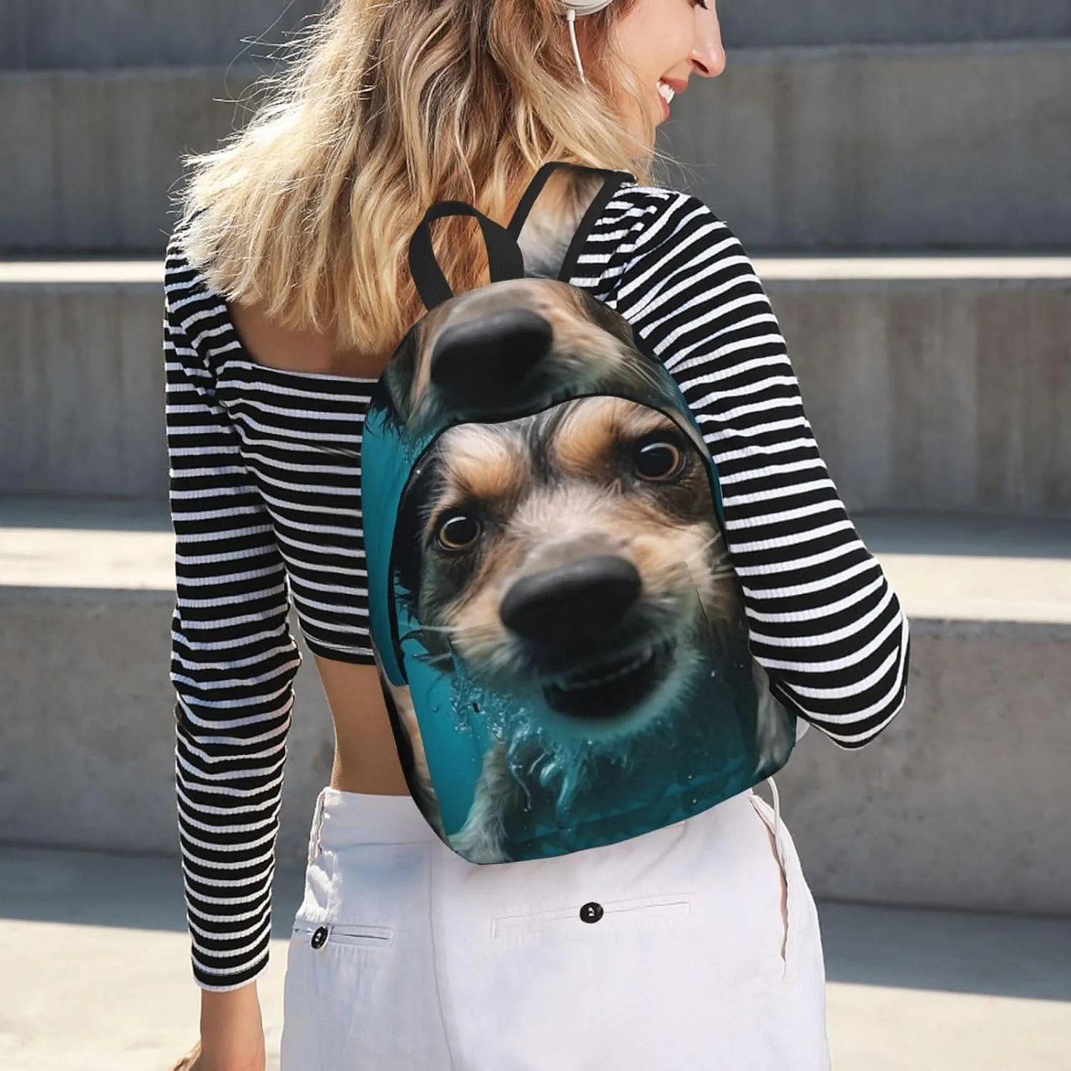 Canvas Backpack for Men Women Lightweight Laptop Backpack Underwater Dog Laptop Bag Daypack for Travel
