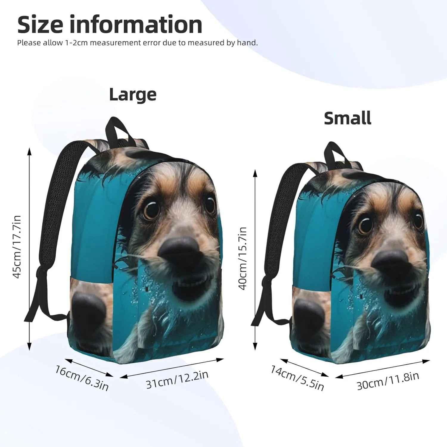 Canvas Backpack for Men Women Lightweight Laptop Backpack Underwater Dog Laptop Bag Daypack for Travel