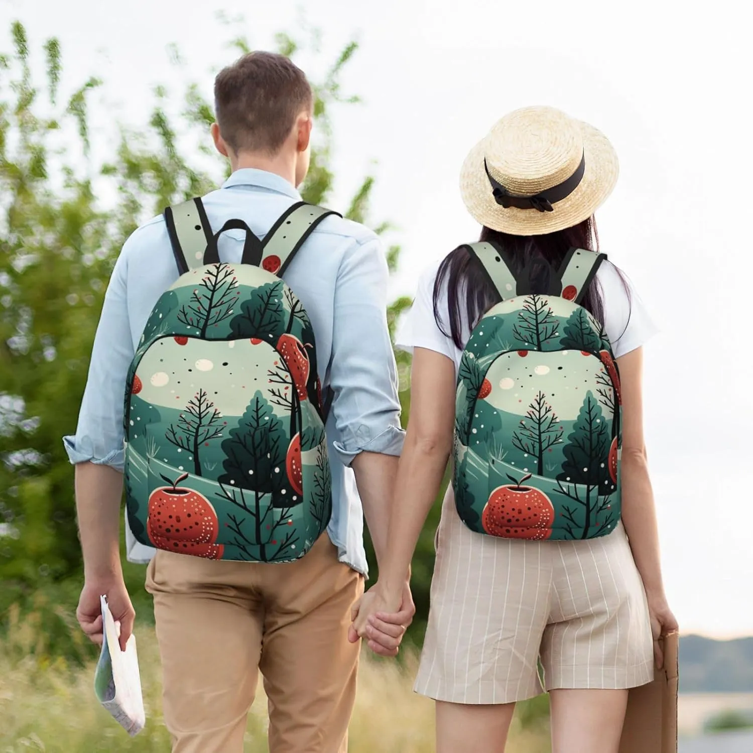 Canvas Backpack Lightweight Laptop Backpack for Men Women Hawthorn and Tree Backpack Casual Daypack for Travel