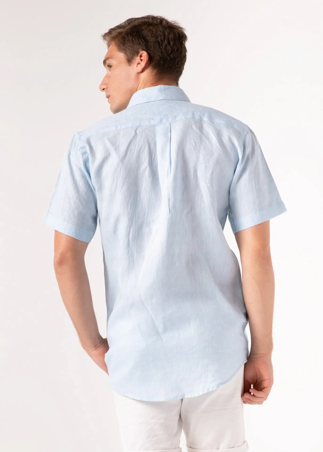 Capri Blue - Short Sleeve Italian Linen Shirt - Mr. Linen Co