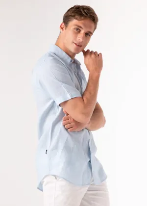 Capri Blue - Short Sleeve Italian Linen Shirt - Mr. Linen Co