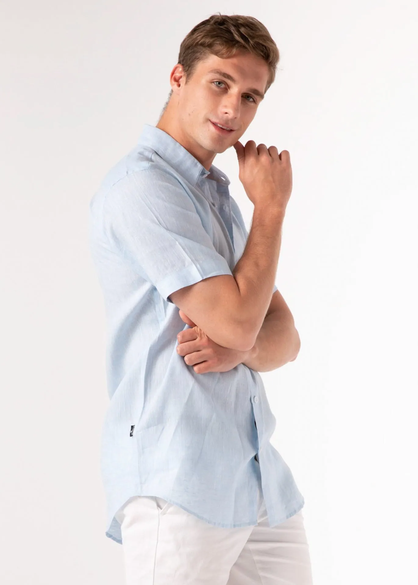 Capri Blue - Short Sleeve Italian Linen Shirt - Mr. Linen Co
