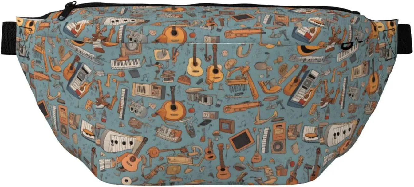Cartoon Music Stylish Crossbody Waist Pack - Versatile And Compact Travel Pouch For Hands-Free Storage