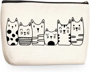 Cat Gifts for Women Cute Cat Makeup Bag Cat Lover Gifts for Women Female Cat Owner Sister Coworker Cat Themed Gifts Cat Mom Gifts Cosmetic Bag Mothers Day Graduation Birthday Gifts Travel Pouch
