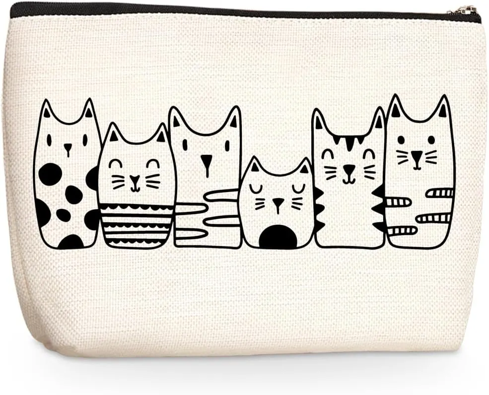 Cat Gifts for Women Cute Cat Makeup Bag Cat Lover Gifts for Women Female Cat Owner Sister Coworker Cat Themed Gifts Cat Mom Gifts Cosmetic Bag Mothers Day Graduation Birthday Gifts Travel Pouch