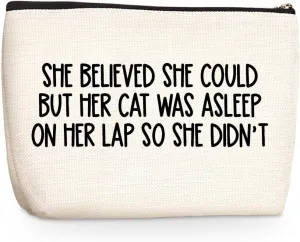 Cat Gifts for Women Funny Makeup Bag Cat Lover Gifts for Women Female Cat Owner Sister Best Friend Cat Themed Gifts Cat Mom Gifts Cosmetic Bag Mothers Day Graduation Birthday Gifts Travel Pouch
