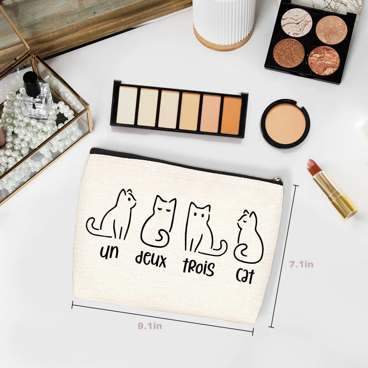 Cat Gifts for Women Funny Pun Makeup Bag Cat Lover Gifts for Women Sister Cat Owner French Teacher Cat Themed Gifts Cat Mom Gifts Cosmetic Bag Mothers Day Graduation Birthday Gifts Travel Pouch