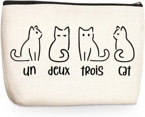Cat Gifts for Women Funny Pun Makeup Bag Cat Lover Gifts for Women Sister Cat Owner French Teacher Cat Themed Gifts Cat Mom Gifts Cosmetic Bag Mothers Day Graduation Birthday Gifts Travel Pouch