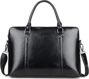 CcacHe Briefcases Vintage Messenger Handbag,Laptop Handbag Bussiness Shoulder Bag Satchel Case Sleeve for Notebook (Color : Black, Size : 15inch)