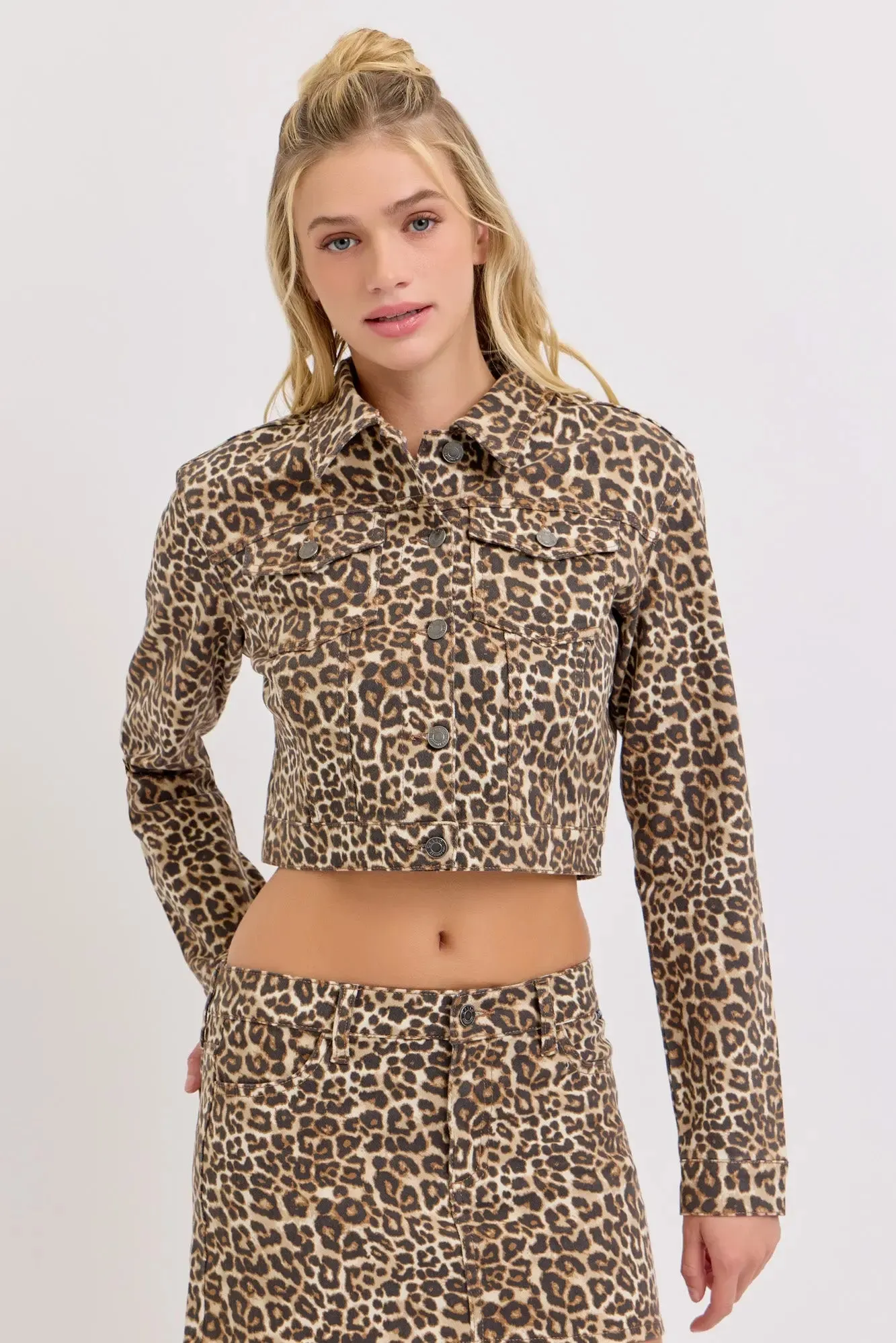 Cello Jeans Elizabeth Leopard Cropped Jacket – Bold, Trendy & Chic