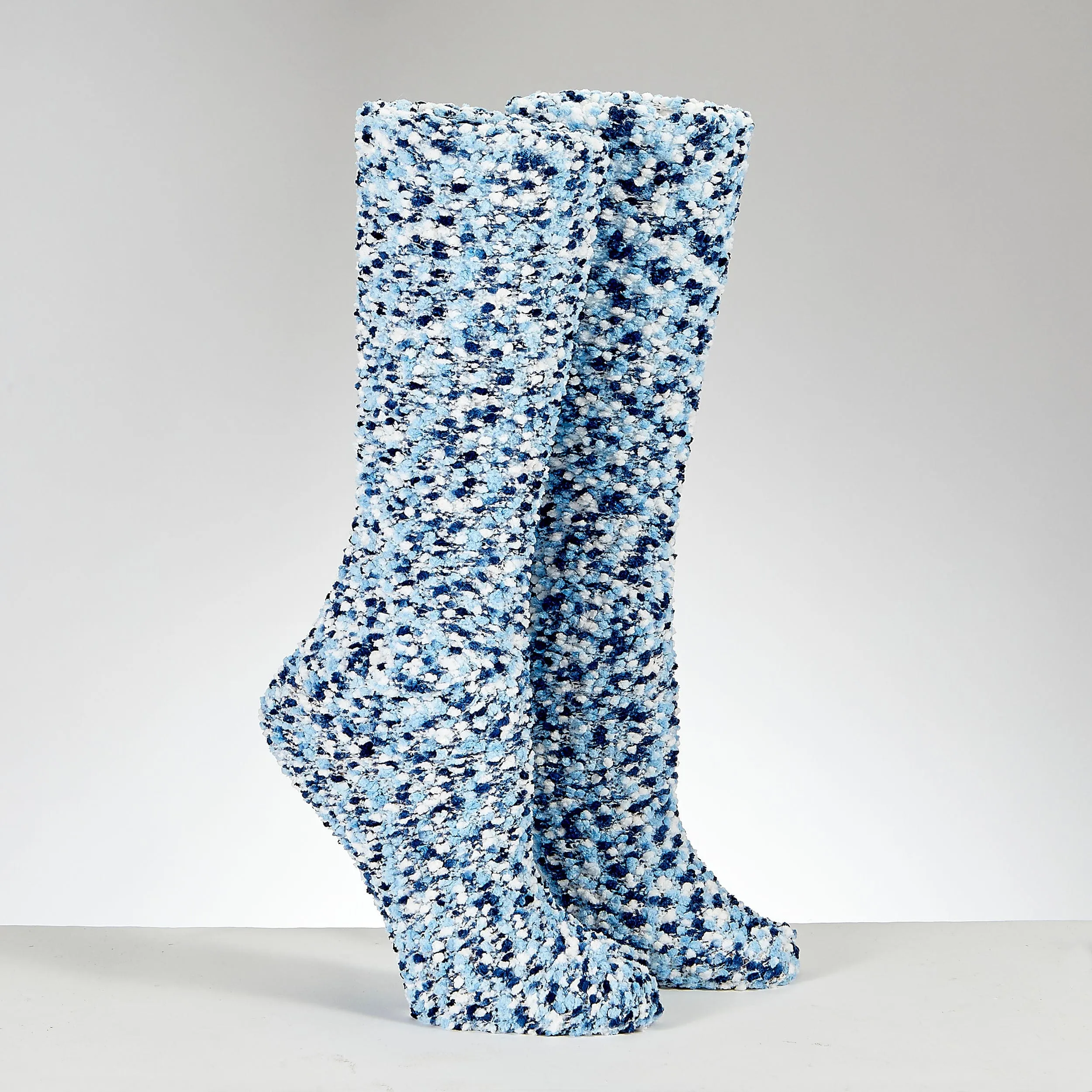 Chanukah Cozy Slipper Socks, Blue Popcorn, Adult, Carded
