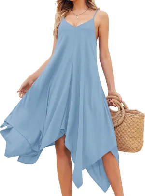 Chigant Women's 2025 Summer Dress Casual Boho Sundress Spaghetti Strap Swimwear Cover Up Beach Flowy Midi Vacation Dresses