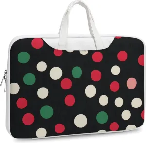 Christmas Polka Dots Leather Bag Laptop Case Slim Water Resistant Computer Bags with Handle Briefcase for Work