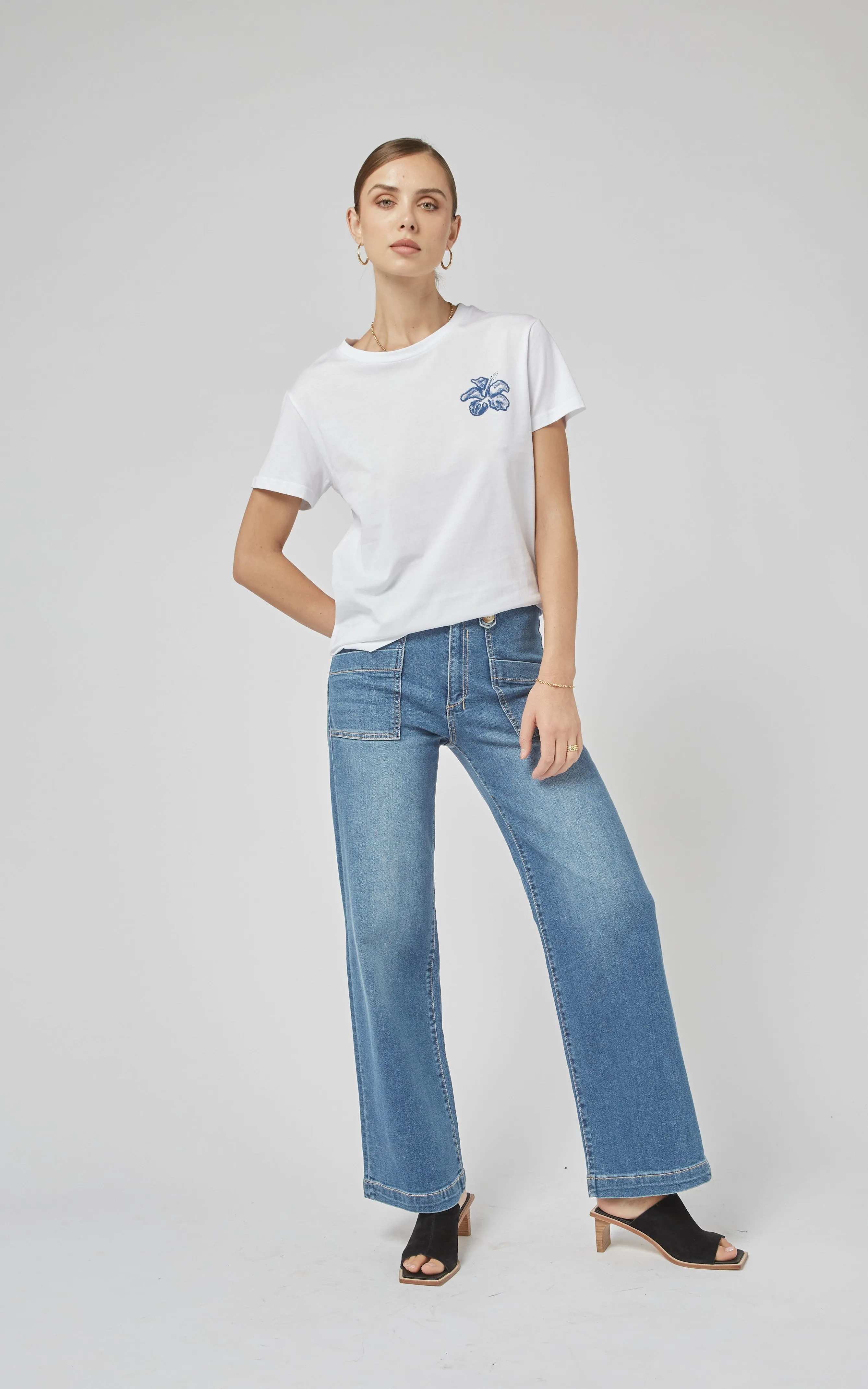 Clare White FL Printed Tee
