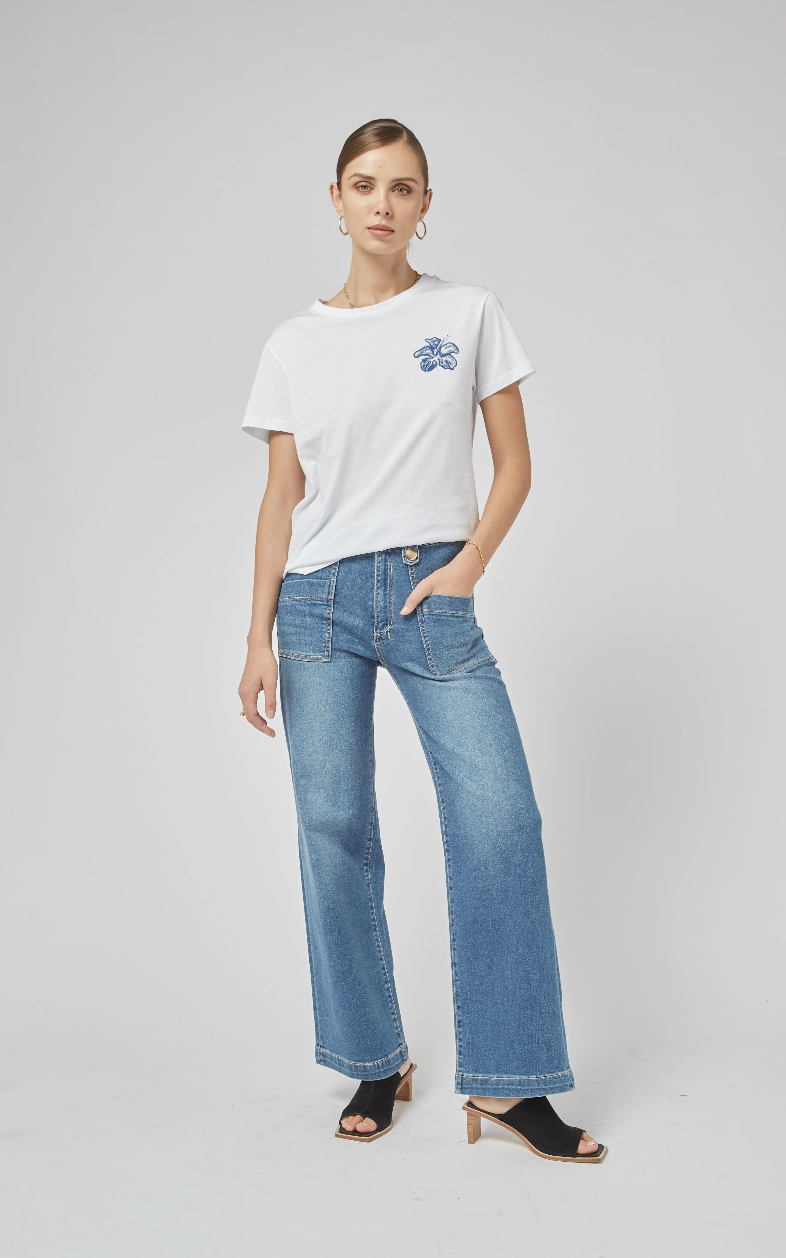 Clare White FL Printed Tee