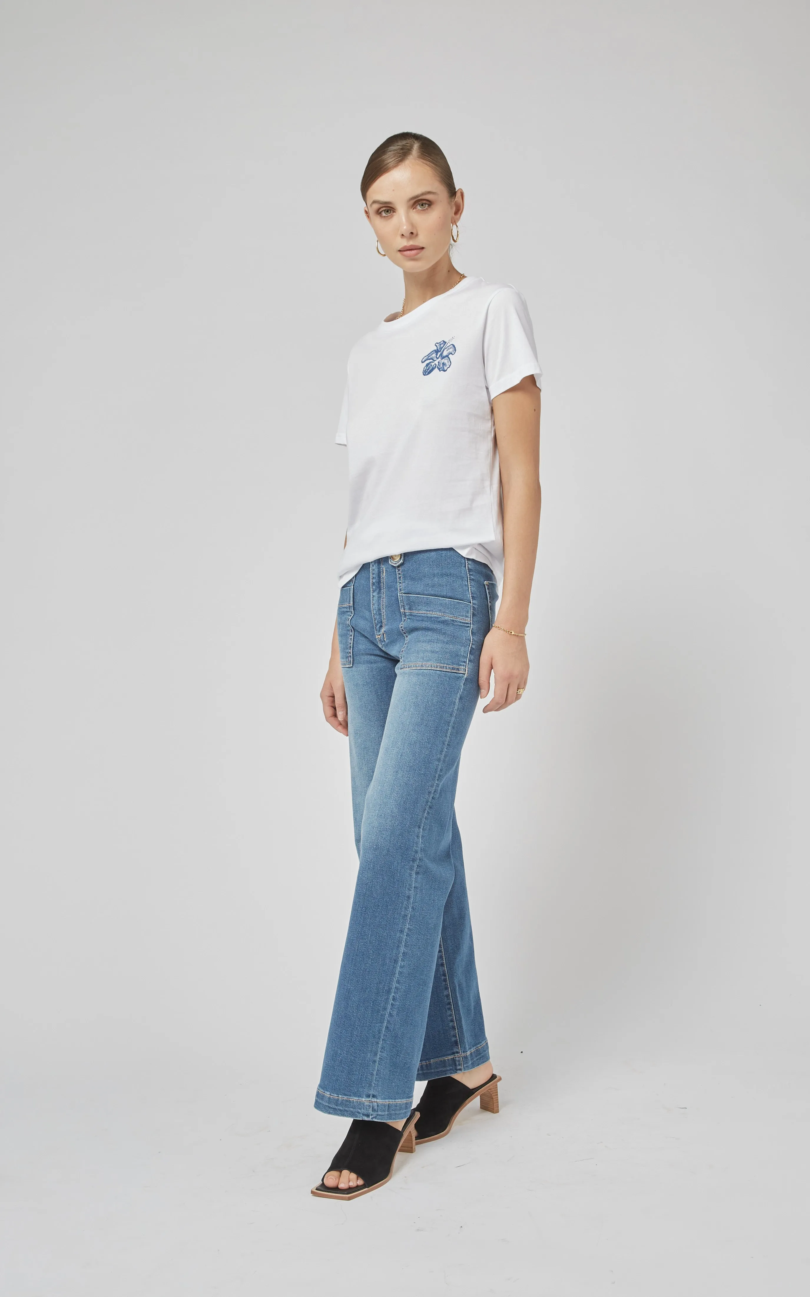 Clare White FL Printed Tee