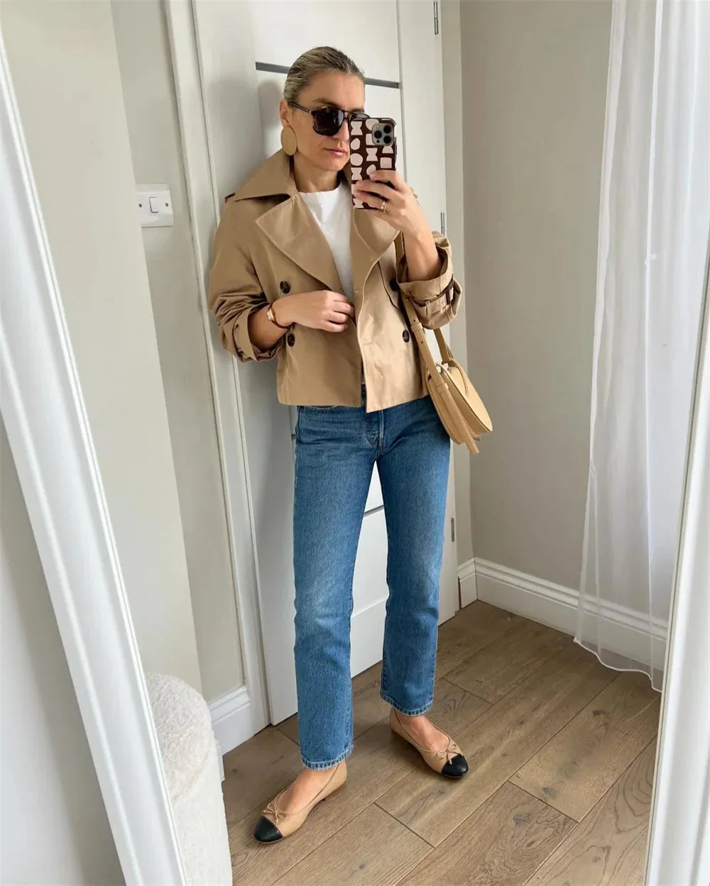 Classic Chic  Cropped  Double Breasted Trench Jacket