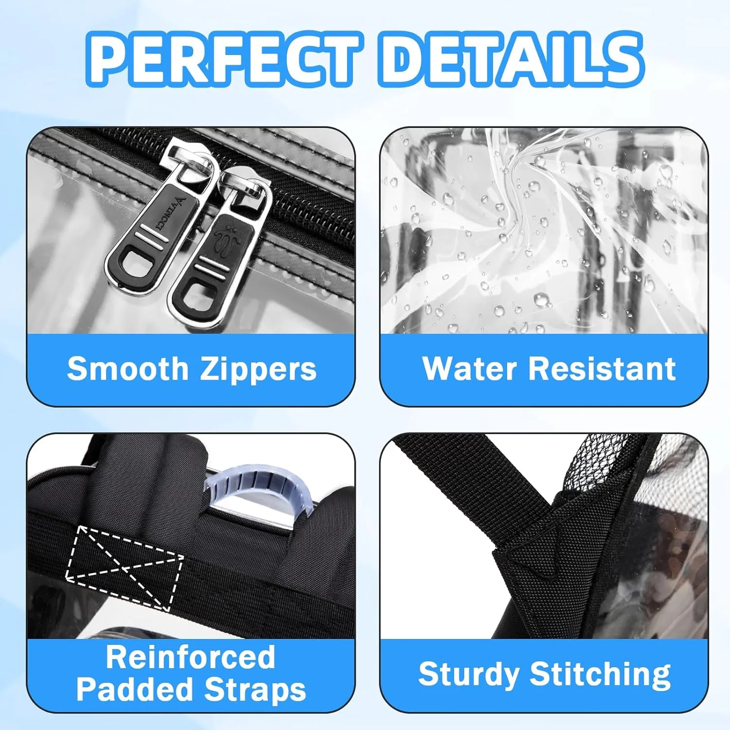 Clear Backpack for School, Heavy Duty PVC See Through Book Bag Stadium Approved Transparent Backpack, Black