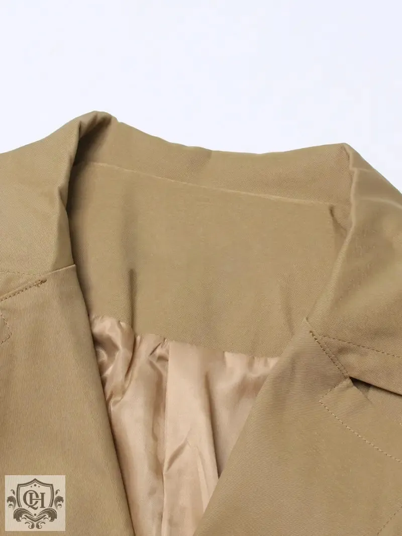 Collared Ruffled Sleeve Trench Coat