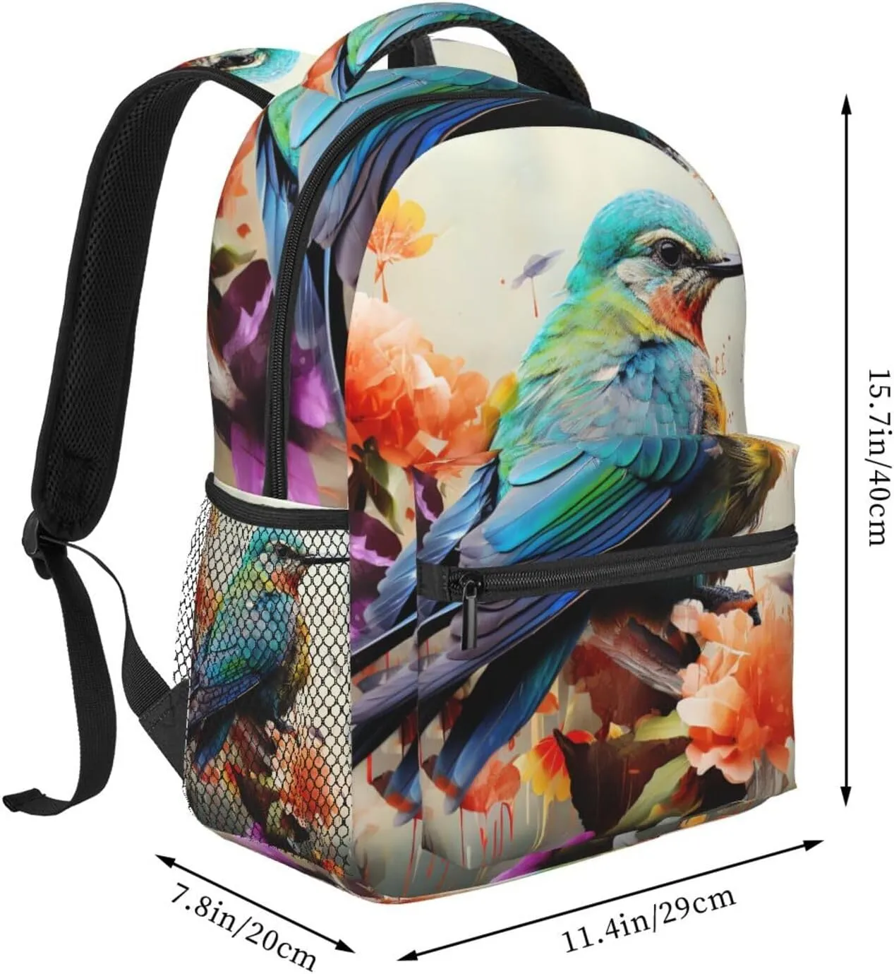 Colorful bird Flower Backpack for Men Women Casual Daypack Laptop Backpack Computer Bag Travel Laptop Bag