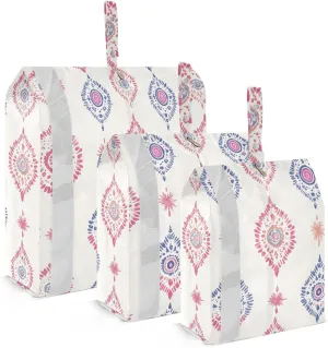 Colorful White Boho 3 Set Packing Travel Organizer Waterproof Garment Bag Closet Storage Suitcase Organizer Bag Clothing Storage