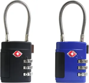 Combination TSA Locks for Luggage, Locker, Luggage Locks TSA Approved, Small Combo Cable Padlock with Code for Gym Locker, Suitcase, Gun Case, Backpack Bag Zipper, Storage Box, Travel Case