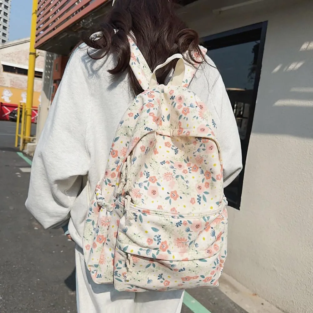 Cotton Canvas Backpacks for Women Backpack Purse Fashion Casual Travel Daypack