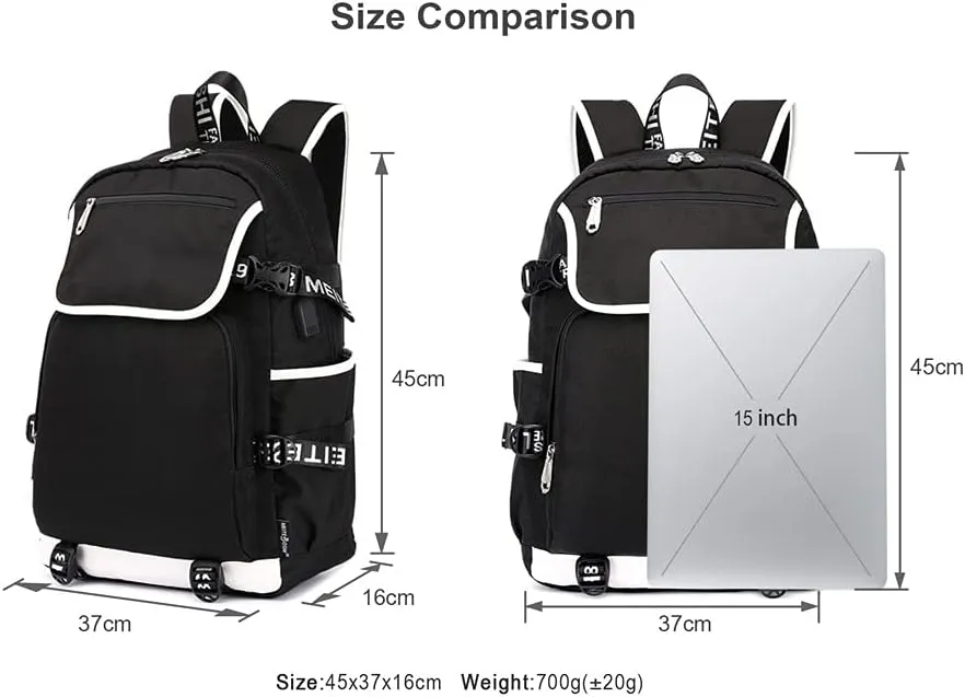 Cristiano Ronaldo Backpack-Multifunction Travel Laptop Rucksack-Lightweight CR7 Bookbag with USB Charging Port