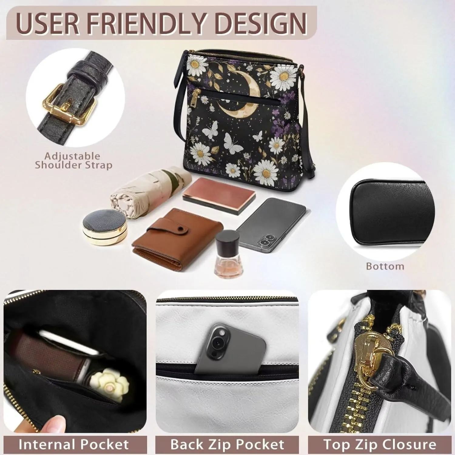Crossbody Bags for Women Trendy Travel Stylish Handbag Tote with Strap Leather Shoulder Purse
