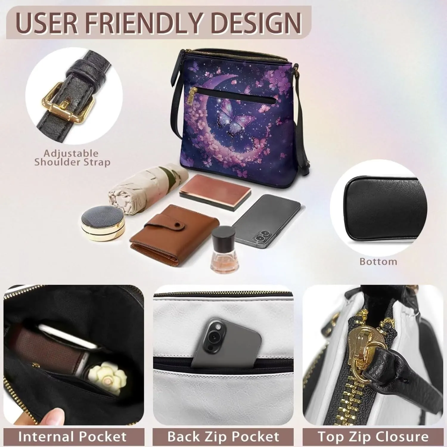 Crossbody Bags for Women Trendy Travel Stylish Handbag Tote with Strap Leather Shoulder Purse
