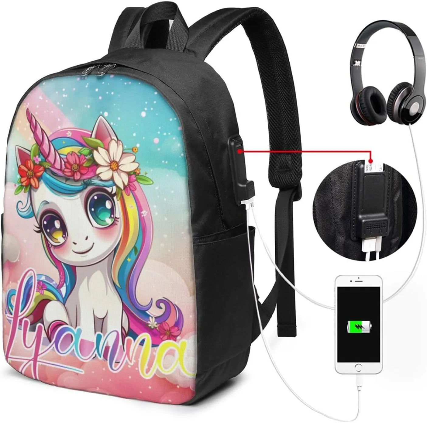 Custom Backpack for Girls Personalized Girls Backpack with Name Back to School Supplies BackPack for Women School Bookbag Backpack for School Laptop Backpack for Students Travel Backpack for Girls