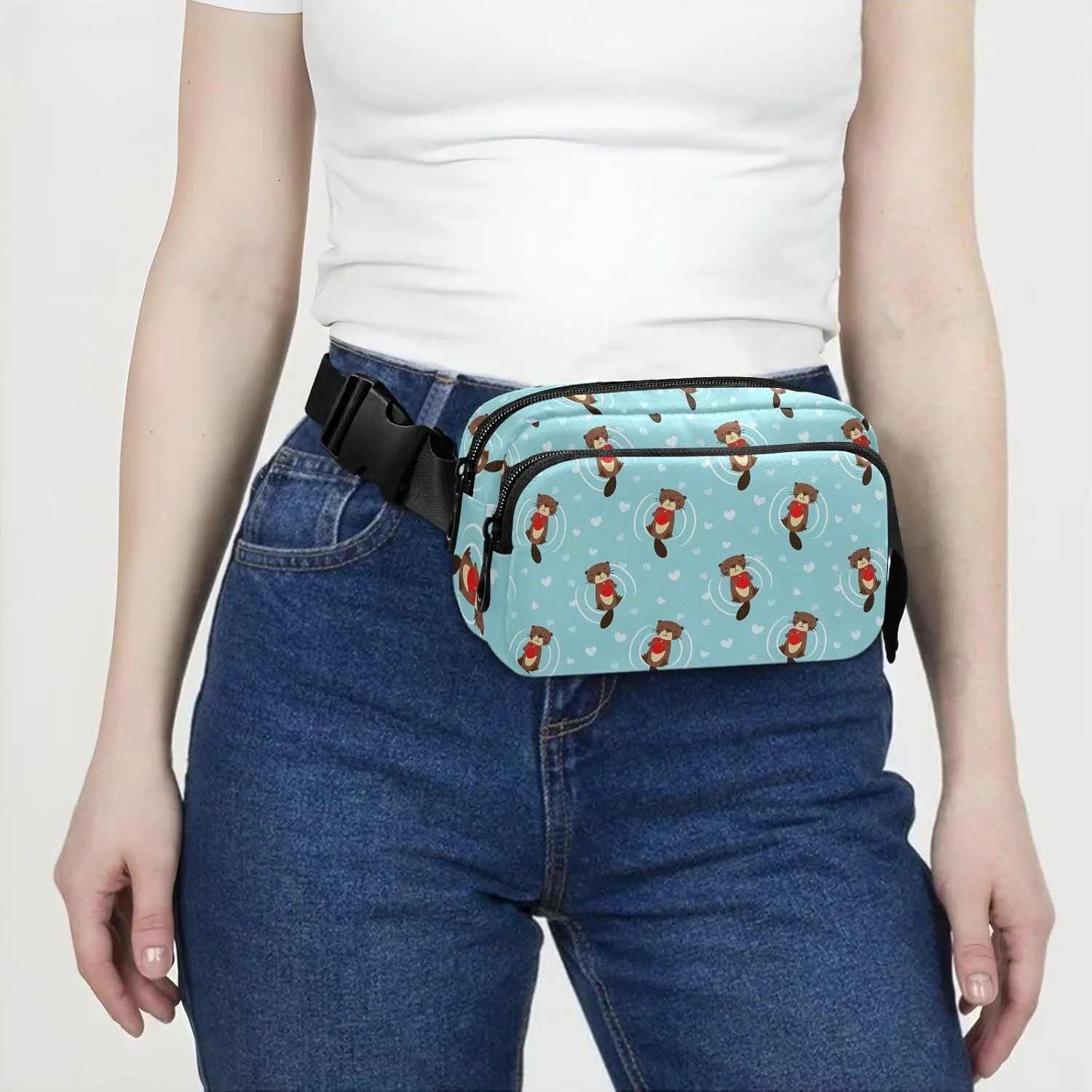 Cute Beaver Fanny Packs for Women & Men Waterproof Waist Pack Fashion Casual Crossbody Bags Hip Bum Bag with Adjustable Strap Hands Free for Outdoors, Hiking, Running, Travel