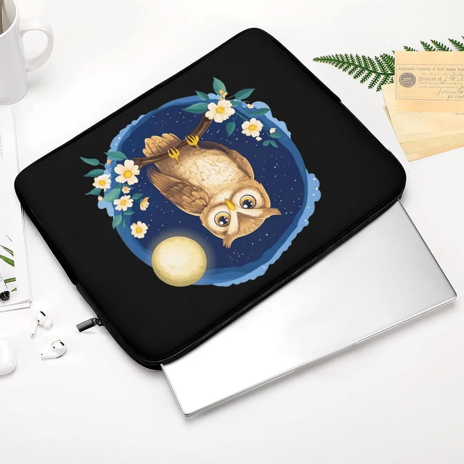 Cute Floral Owl Laptop Case Sleeve Bag 10inch Durable Shockproof Protective Computer Carrying Cover Briefcase