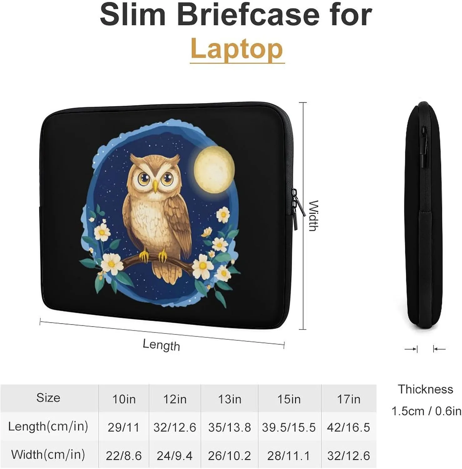 Cute Floral Owl Laptop Case Sleeve Bag 10inch Durable Shockproof Protective Computer Carrying Cover Briefcase