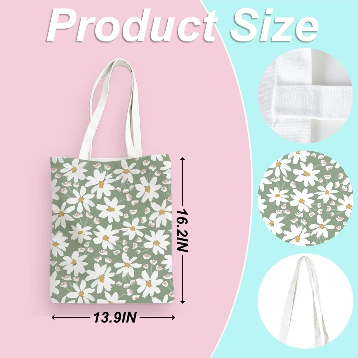 Cute Tote Bag for Women Floral Cat Gifts Boho Butterfly Forest Animals Reusable Grocery Bags Cat Lover Gifts