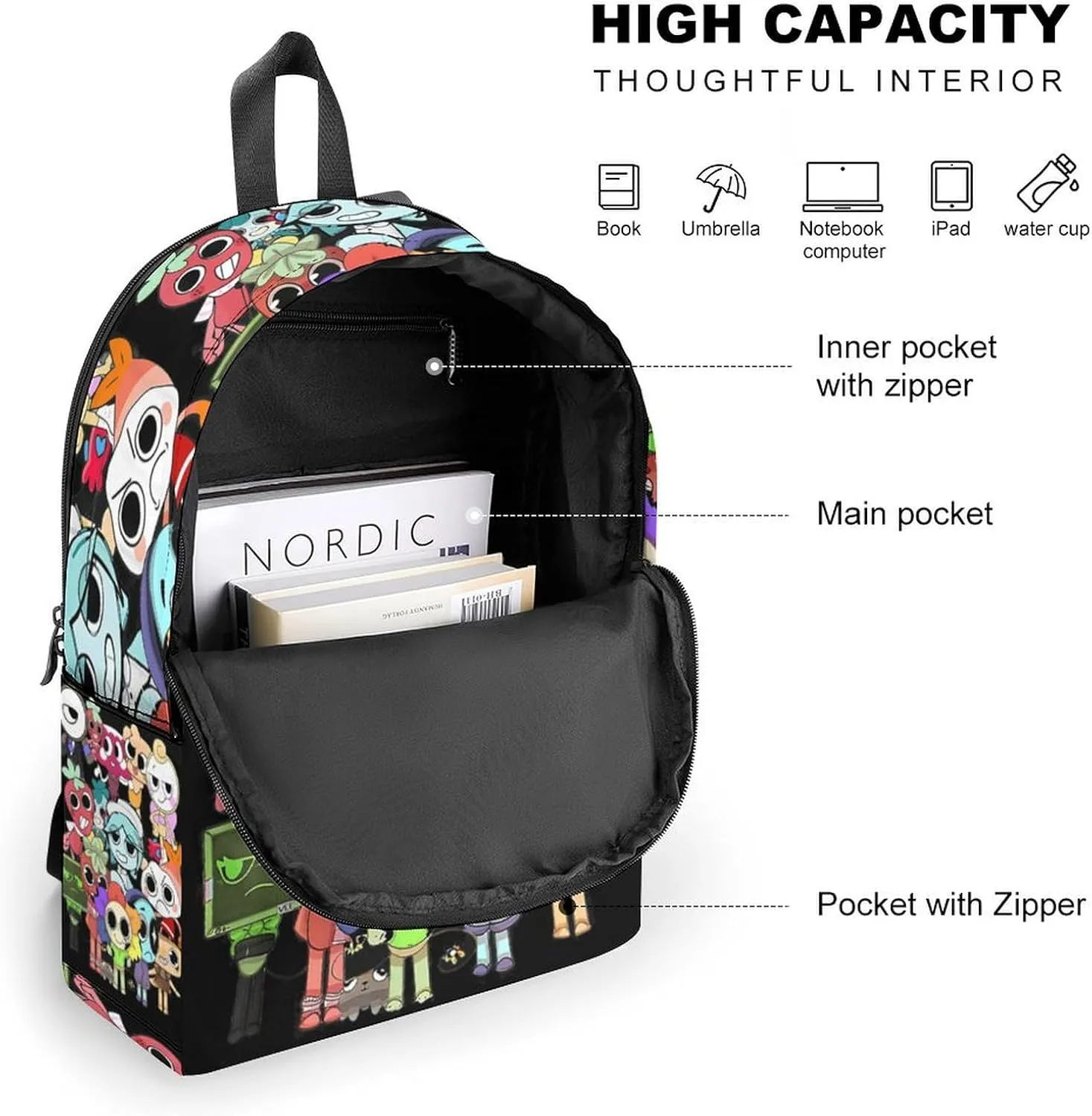 Dandys World Backpack Lightweight Large Capacity Laptop Backpack For Hiking Work Travel Unisex