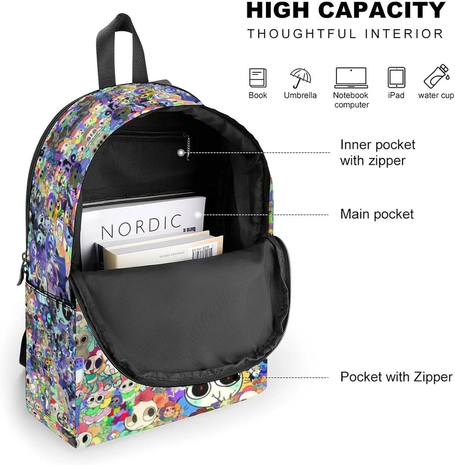 Dandys World Backpack Lightweight Large Capacity Laptop Backpack For Hiking Work Travel Unisex