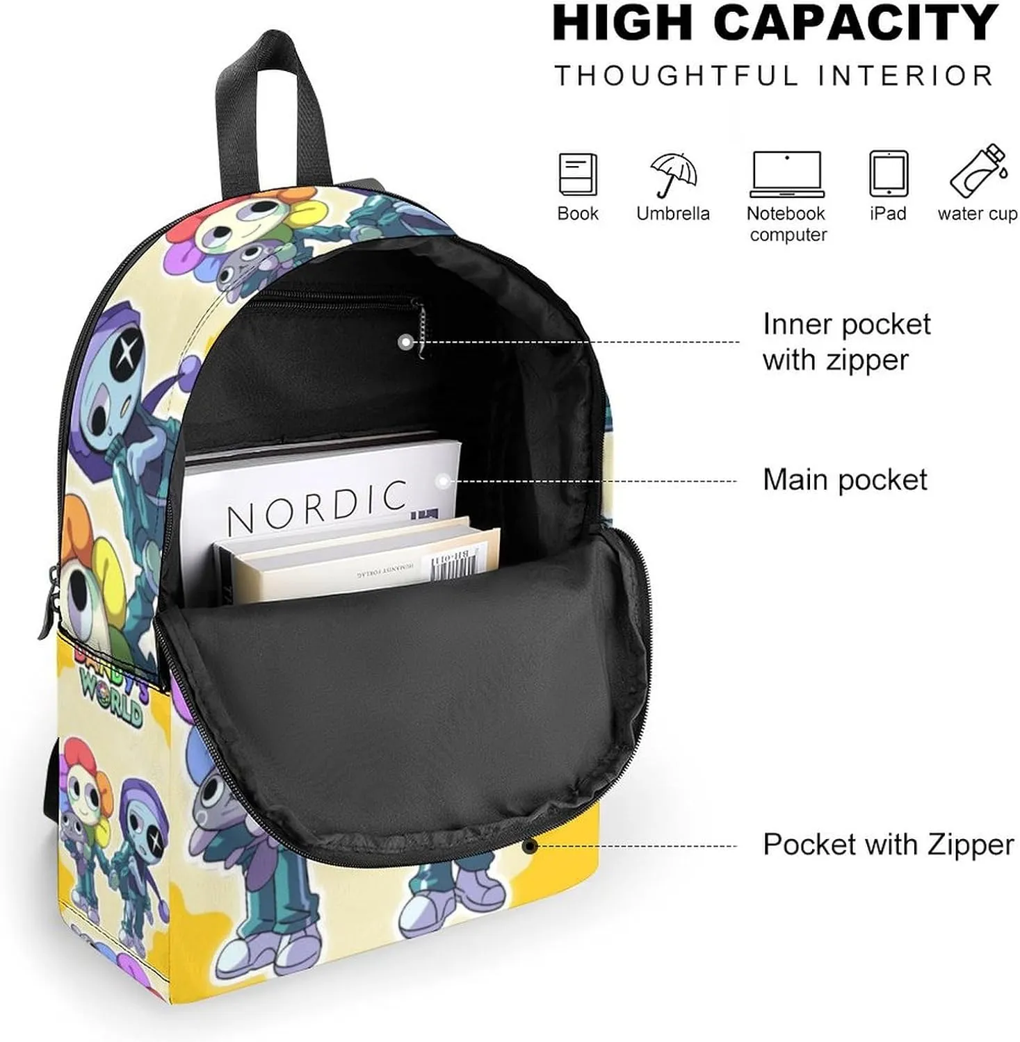 Dandys World Backpack Lightweight Large Capacity Laptop Backpack For Hiking Work Travel Unisex