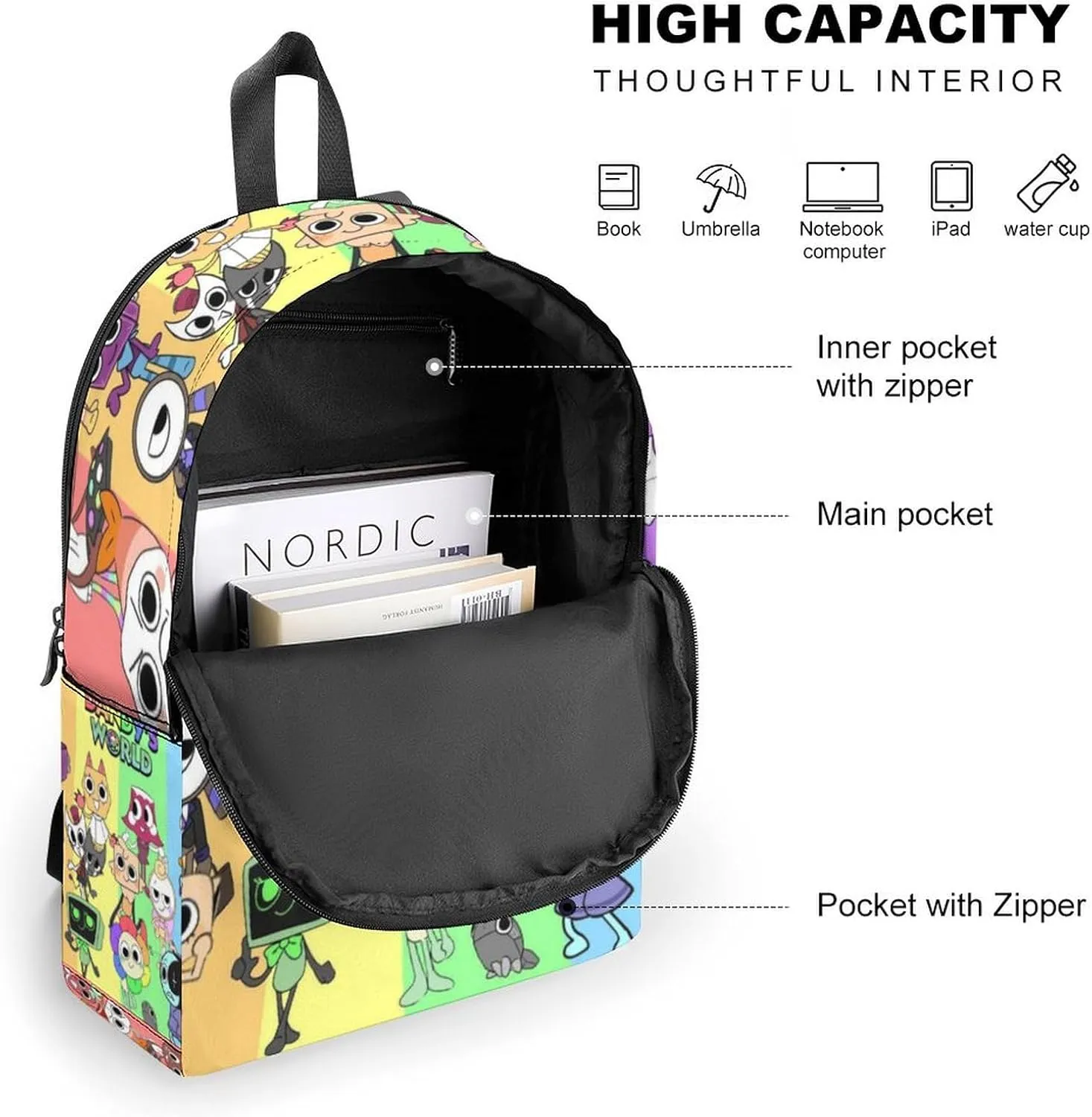 Dandys World Backpack Lightweight Large Capacity Laptop Backpack For Hiking Work Travel Unisex