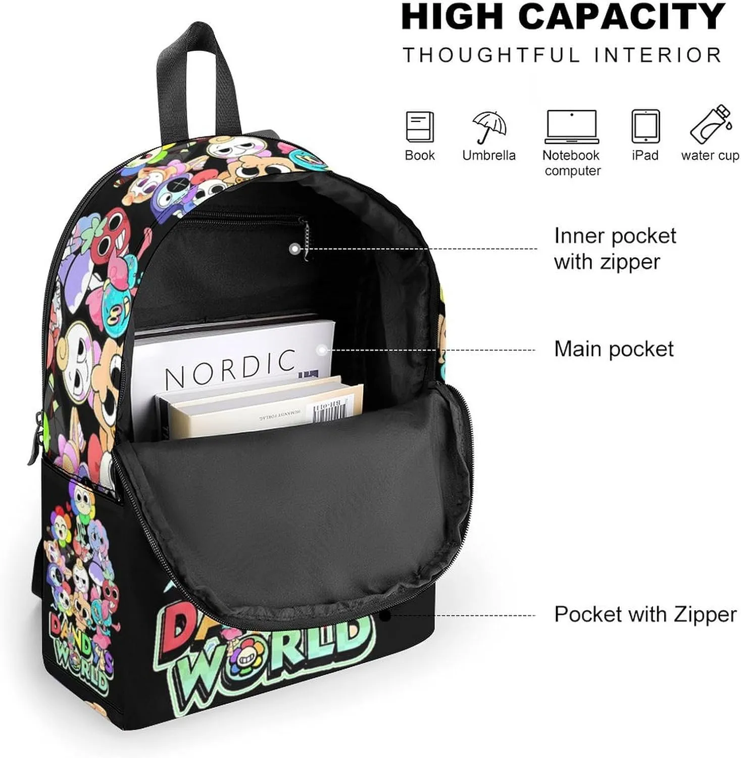 Dandys World Backpack Lightweight Large Capacity Laptop Backpack For Hiking Work Travel Unisex