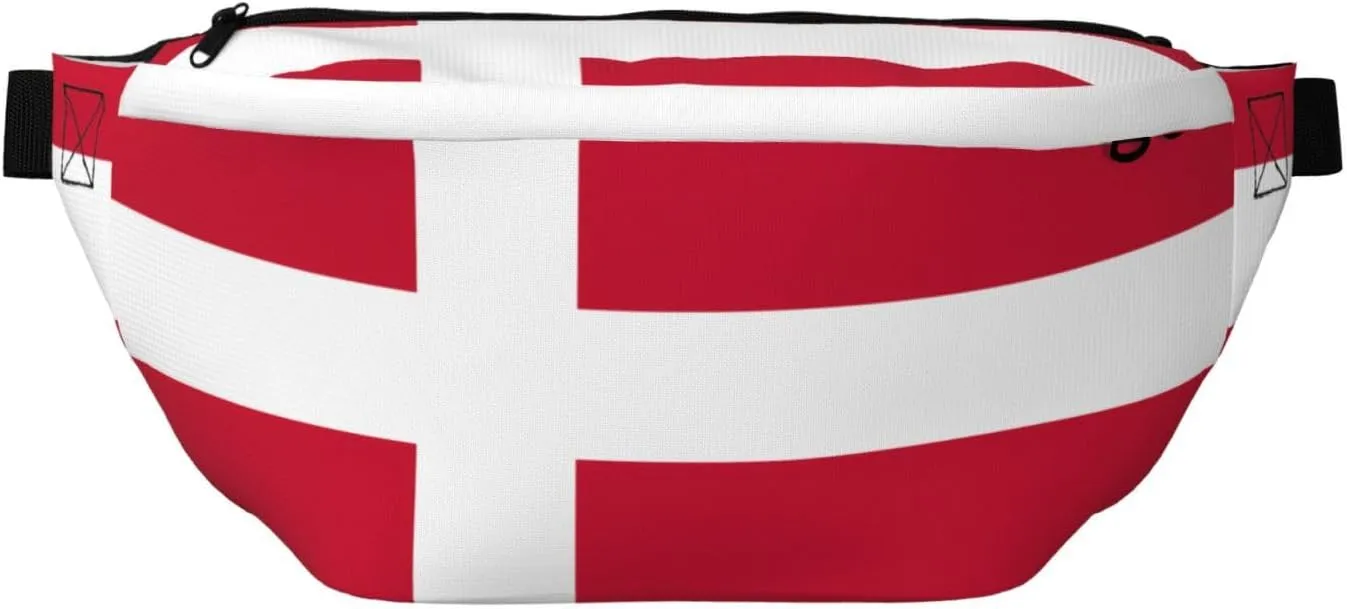 Danish Flag Stylish Crossbody Waist Pack - Versatile And Compact Travel Pouch For Hands-Free Storage