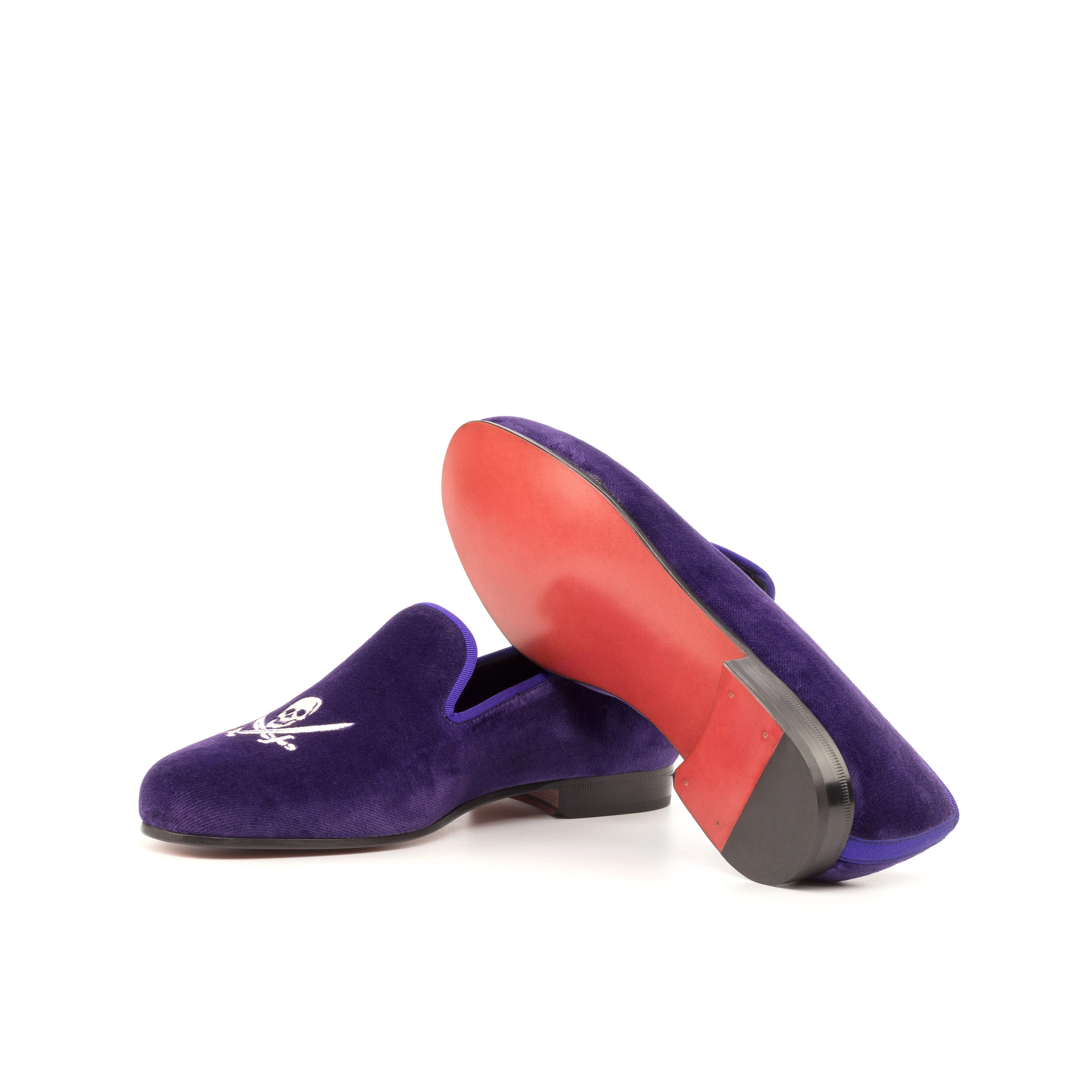 DapperFam Enzo in Purple Men's Velvet & Grossgrain Slipper