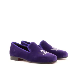 DapperFam Enzo in Purple Men's Velvet & Grossgrain Slipper
