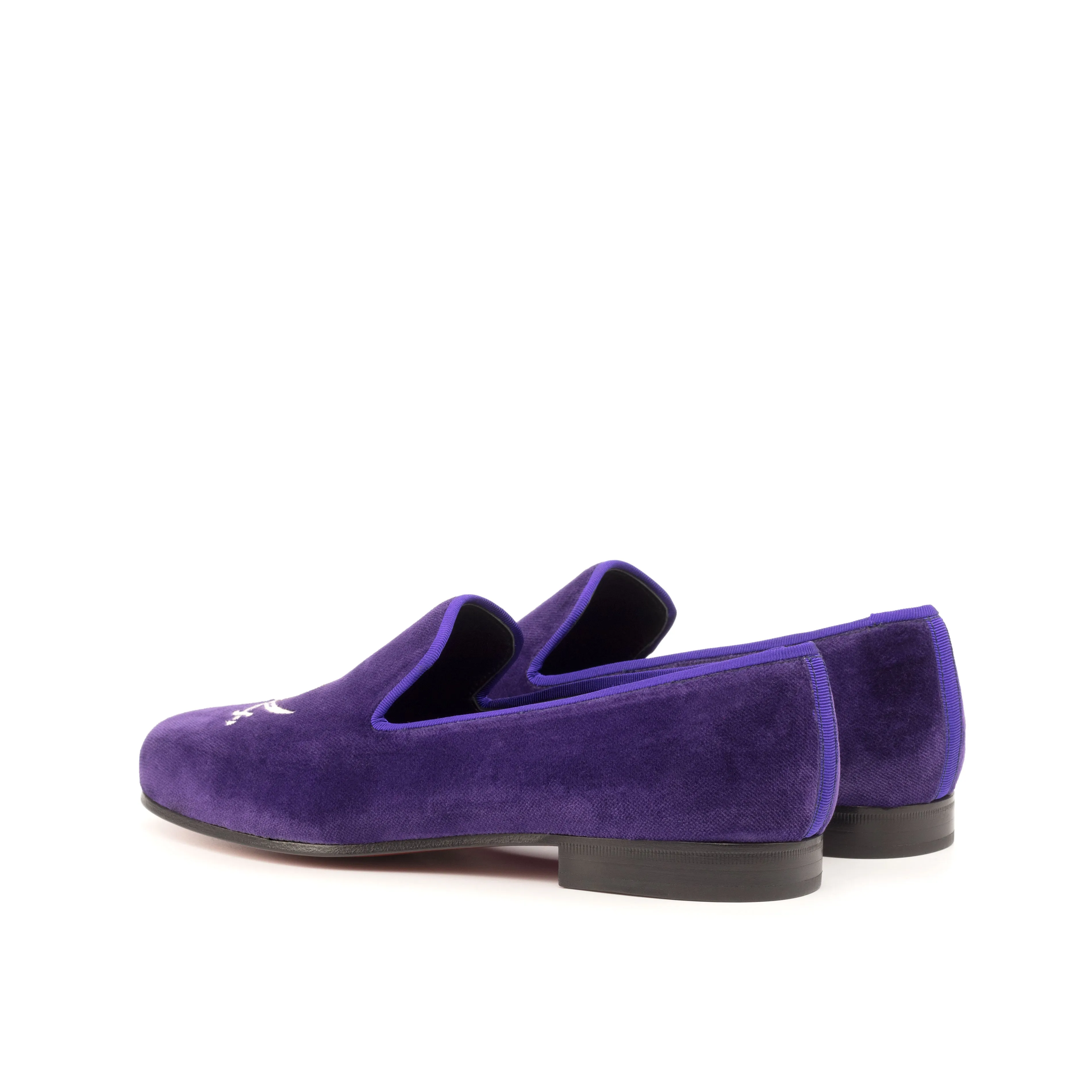 DapperFam Enzo in Purple Men's Velvet & Grossgrain Slipper