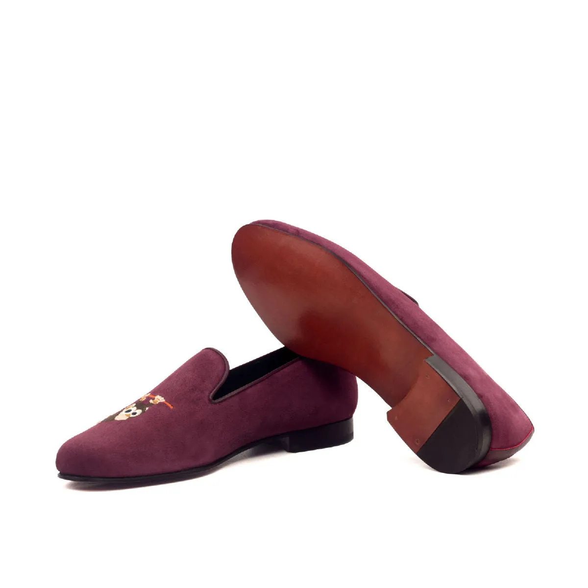 DapperFam Enzo in Wine Men's Suede Slipper