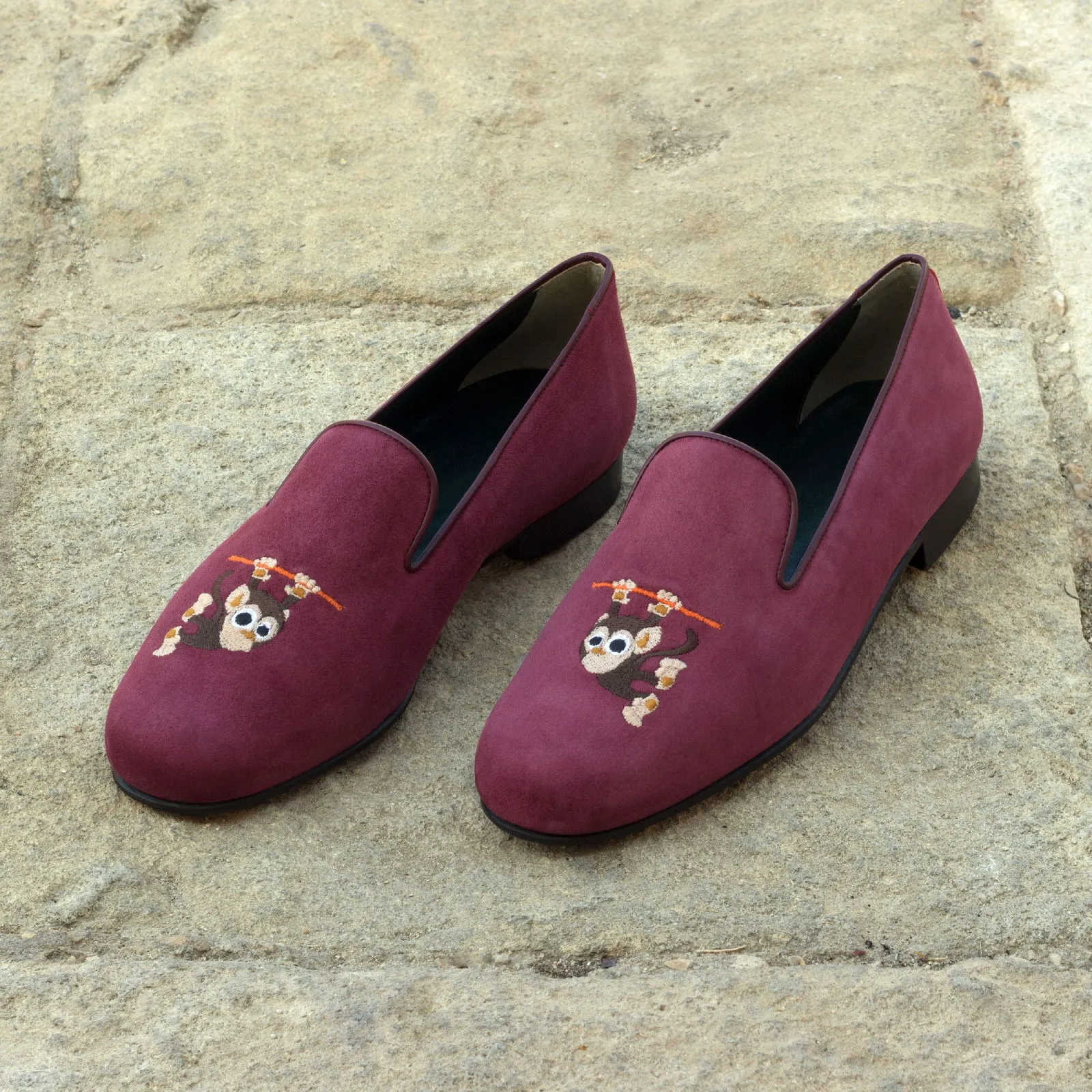 DapperFam Enzo in Wine Men's Suede Slipper