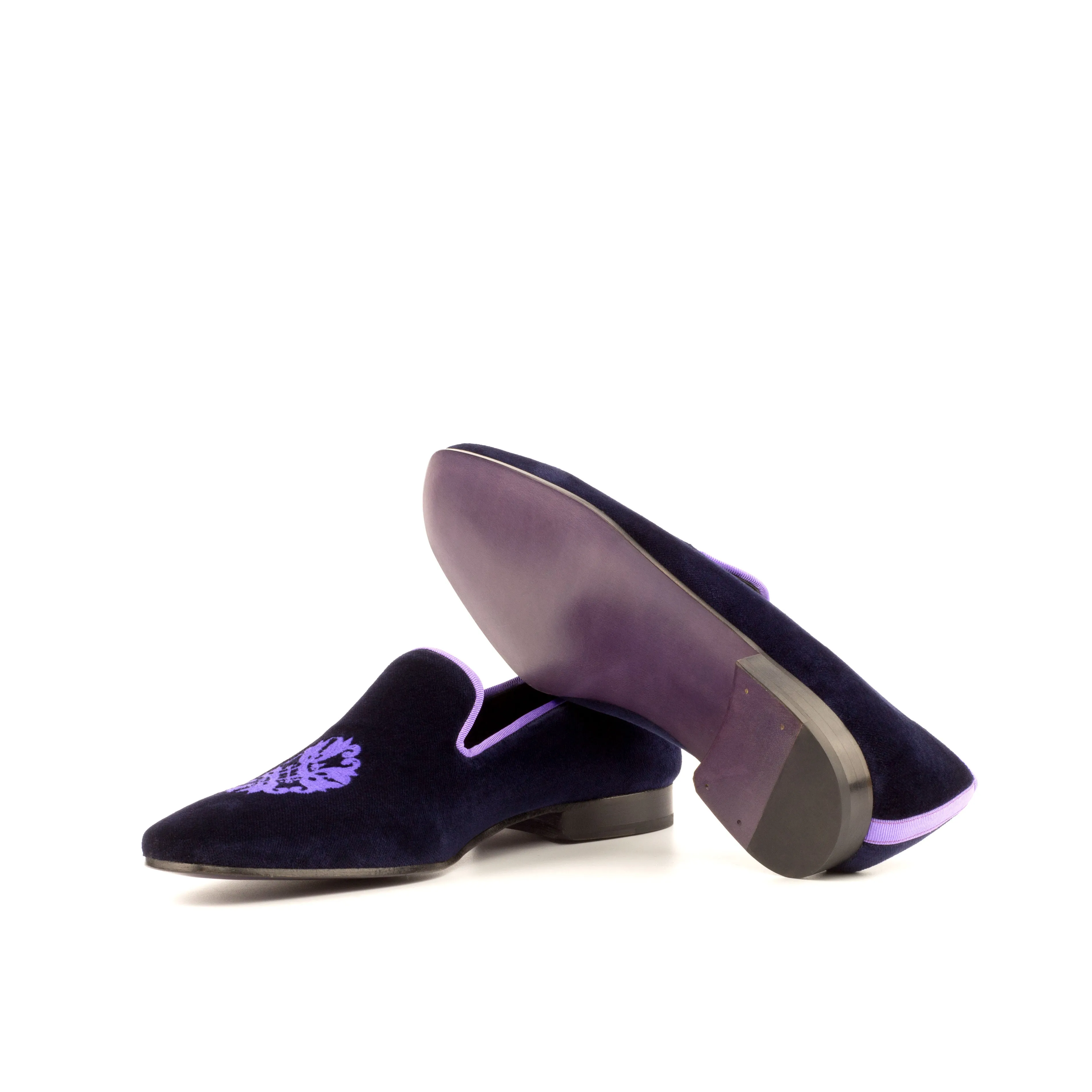 DapperFam Khalil in Purple / Lightpurple Men's Velvet & Grossgrain Slipper
