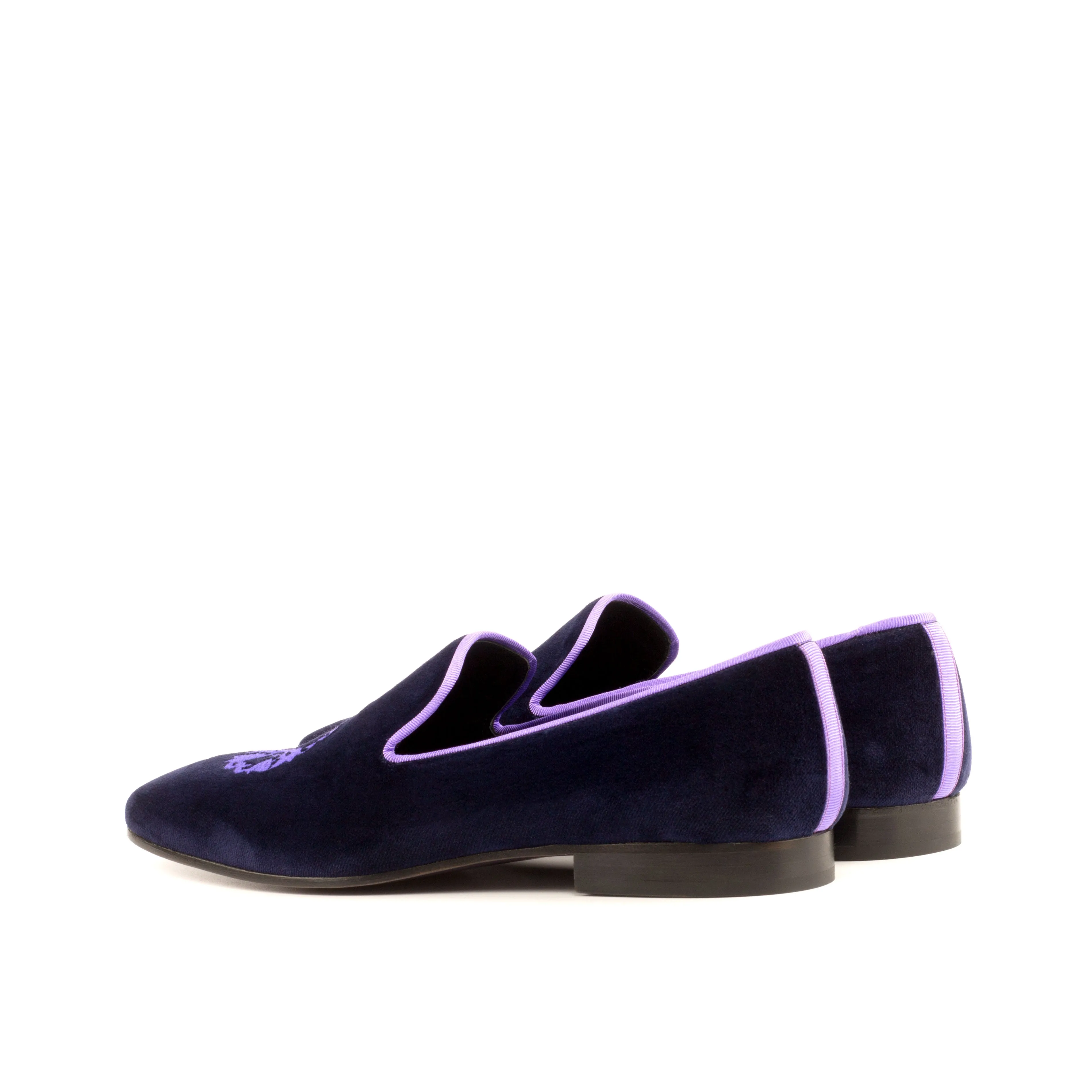 DapperFam Khalil in Purple / Lightpurple Men's Velvet & Grossgrain Slipper