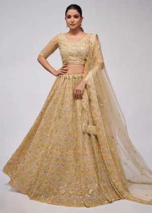 Dazzling Golden Bridal Embroidered Designer Lehenga Choli