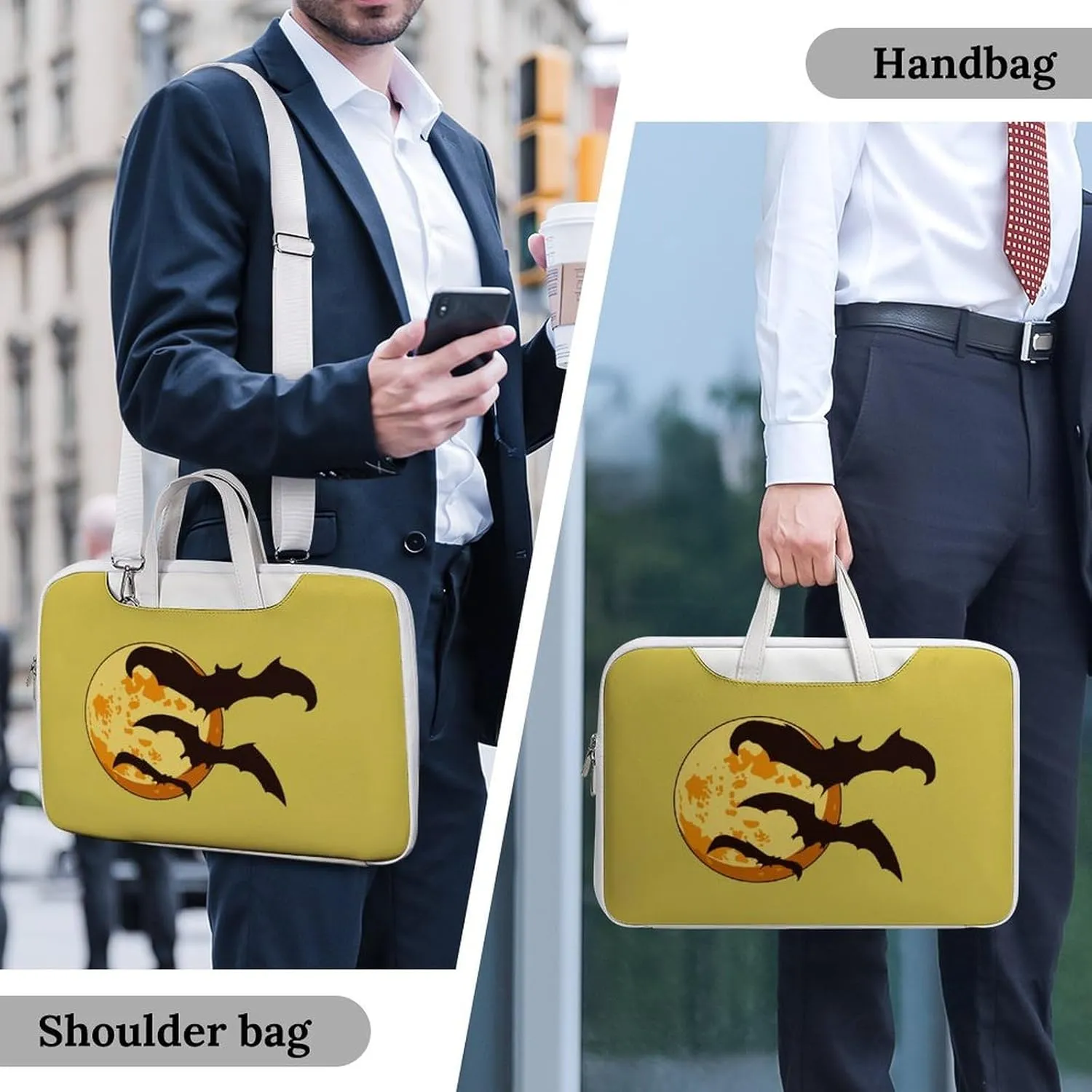 Demon Bat Leather Bag Laptop Case Slim Water Resistant Computer Bags with Handle Briefcase for Work